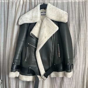 Walter baker lamb leather and faux shearling coat